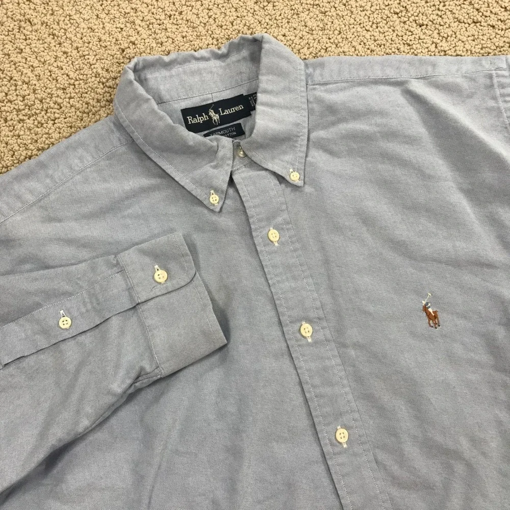 Polo Ralph Lauren Yarmouth Shirt Mens 17.5 33 Blue Oxford Button Down Cotton
